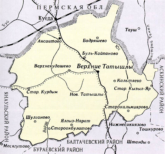 Карта Татышлинского района РБ 