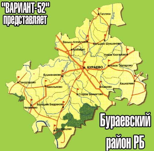 Карта Бураево и Бураевского района Республики Башкортостан