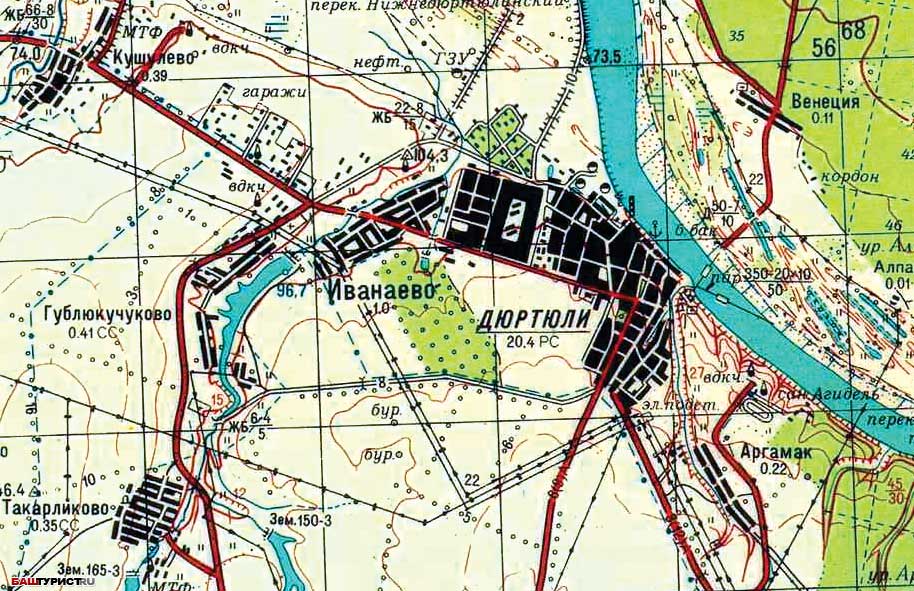 Карта Дюртюли и Дюртюлинского района РБ 